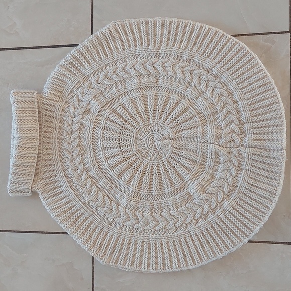 Beige Knitted Poncho Sweater - Picture 4 of 5